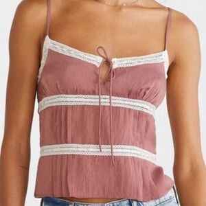 Aeropostale Satin Lace Trim Cami Mauve Size M Lace Cami Going Out Top Coquette